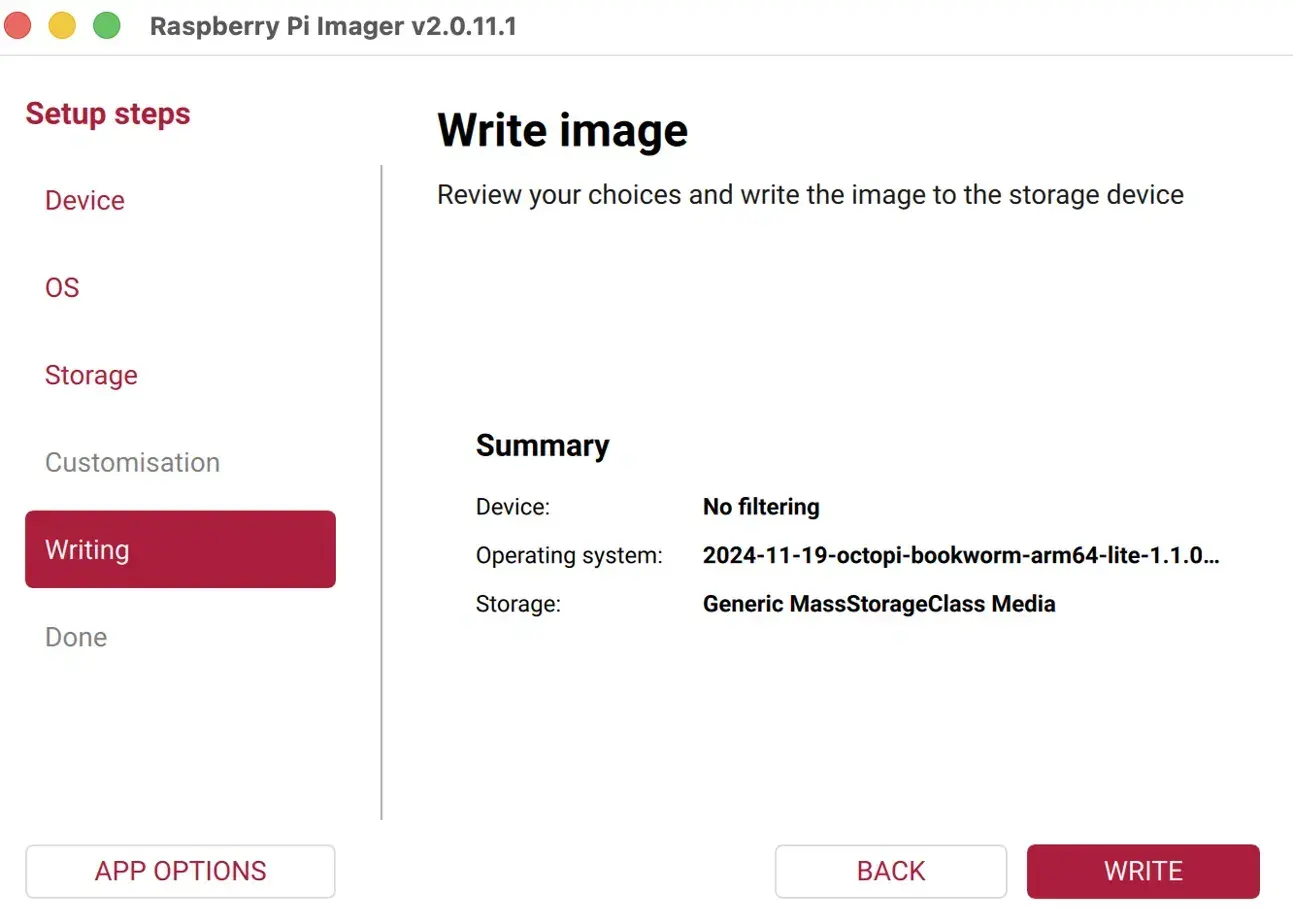 Raspberry Pi Imager with Customisation greyed out for a custom zip