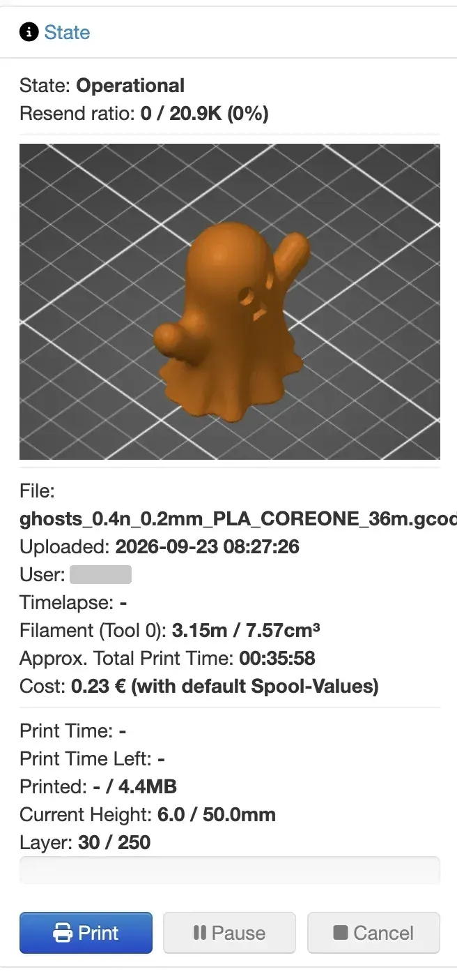 OctoPrint State panel